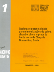 Capa de Livro: Geologia e potencialidade para mineralizações de cobre, chumbo, zinco e prata da borda norte da Chapada Diamantina, Bahia