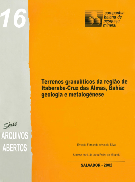 Capa de Livro: Terrenos granulíticos da região de Itaberaba-Cruz das Almas, Bahia: geologia e metalogênese