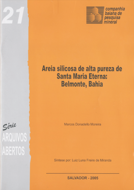 Capa de Livro: Areia silicosa de alta pureza de Santa Maria Eterna: Belmonte, Bahia