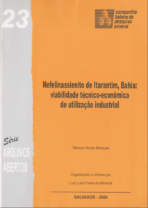 Capa de Livro: Nafelinassienito de Itarantin, Bahia: viabilidade técnico-econômica de utilização industrial