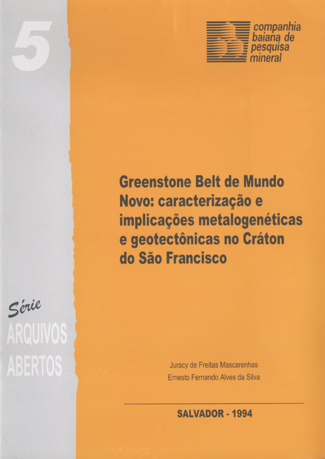 Capa de Livro: Greenstone Belt de Mundo Novo: caracterização e implicações metalogenéticas e geotectônicas no Cráton de São Francisco