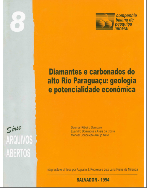 Capa de Livro: Diamantes e carbonados do alto Rio Paraguaçu: geologia e potencialidade econômica